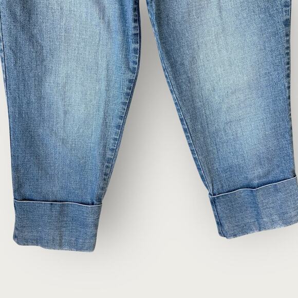 Live a Litttle Denim Capri High Rise Blue Washed Jeans Stretchy Cuff Hem Size 12 - Picture 5 of 12